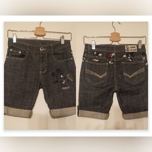 MICKY MOUSE EMBROIDERED BERMUDA DENIM SHORTS